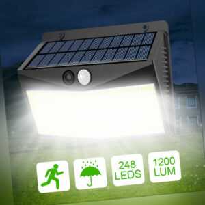 248 LED Solarleuchte Solarlampe mit Bewegungsmelder Außen Fluter Sensor Strahler