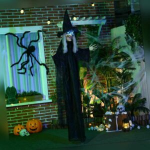 HOMCOM 183cm Halloween Dekoration Halloween-Hexe mit LED-Lichter, Soundfunktion