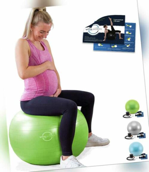 VITALWORXX Gymnastikball für Schwangere Pezziball Yogaball Sitzball, Ø 65 o. 75