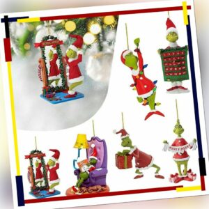 6 PCS Grinch Weihnachtsbaum Dekorationen Acryl 2D Ornament Anhänger Party Hängen