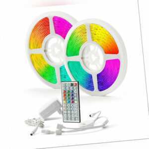 10m LED RGB Strip Set 26W IP44 Netzteil Bewegungsmelder 44-Tasten Fernbedienung