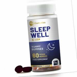 5HTP Schlaf Well Gummis | 60 vegane Pro Gummis | 1000mg Griffonia Samen