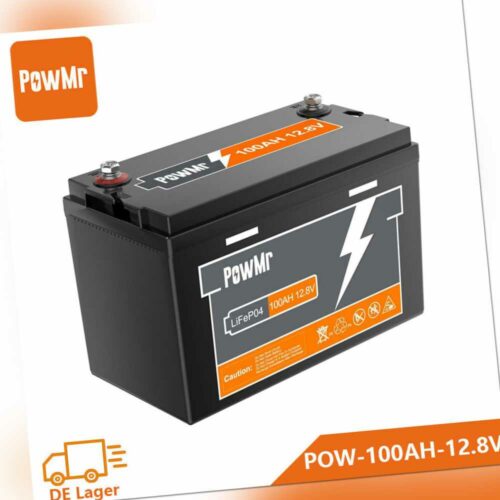 PowMr 12V 100Ah LiFePO4 Akku Lithium Batterie für Wohnmobil Solarbatterie Boot