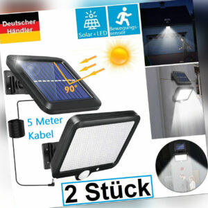 2x LED Solarleuchte mit Bewegungsmelder Außen Fluter Sensor Strahler Lampe 56LED