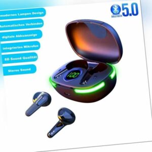 In Ear Bluetooth Kopfhörer kabellos Stereo Ohrhörer Schwarz mit Ladebox NEU