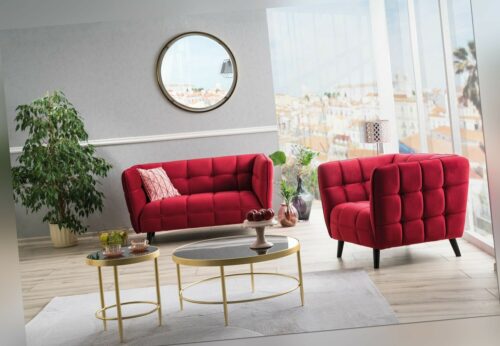 Sessel Zweisitzer Sofa Designersofa Chesterfield Luxuscouch CASTELLO modern