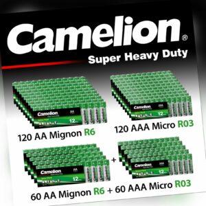 120 Stück Batterien AA - AAA Camelion 1,5V Super Heavy Duty Long Life Zink-Kohle