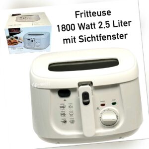 Fritteuse 2,5L weiß Friteuse 1800W 2,5 Liter Fritöse Frittöse mit Sichtfenster