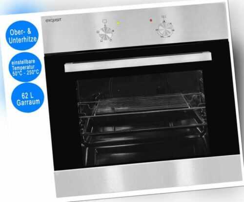 Exquisit Backofen 62 L Backofenvolumen Konventionell Edelstahl Einbau-Backofen