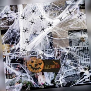 Halloween Deko Spinnennetz, 60G Künstliche Spinnweben Und 30 Fake Spinne Horror