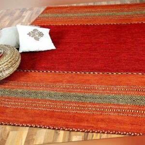 Natur Teppich Kelim Navarro Rot Orange