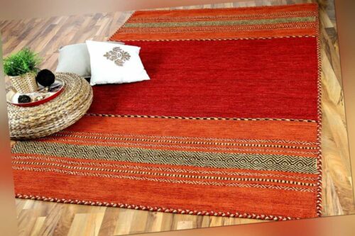 Natur Teppich Kelim Navarro Rot Orange