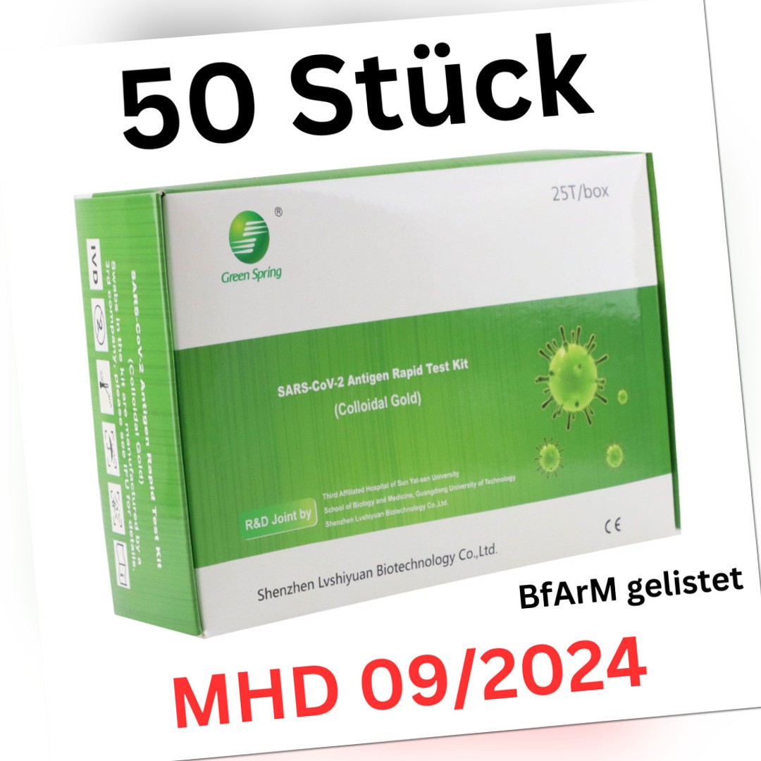 50x Green Spring SARS-CoV-2 Antigen gelistet BfArm CE Corona Schnelltest