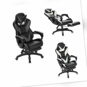EUGAD 1x Gaming Stuhl Racing Stuhl Bürostuhl Computerstuhl Sessel mit Kopfstütze