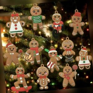 12 Stk Weihnachten Weihnachtsanhänger Weihnachtsdekorationen Lebkuchenmann Deko