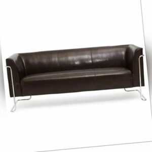 Loungesofa Couch Canape Chrome-Gestell Kunstleder 3-Sitzer CURACAO hjh OFFICE