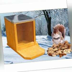 Eichhörnchen Futterhaus Futterautomat Futterstation Holz Plexiglas Zinkdach Neu