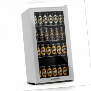 Kühlschrank Getränke Flaschen mit Glastür Minibar 74 L LED Edelstahl Silber