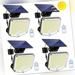 222 LED Solarleuchte mit Bewegungsmelder Außen Solarlampe Garten Fluter Strahler