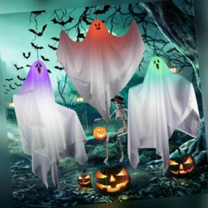 🎃 3x Stück 🎃 Halloween Deko Hängende Geister LED Horror Hängedekoration Party