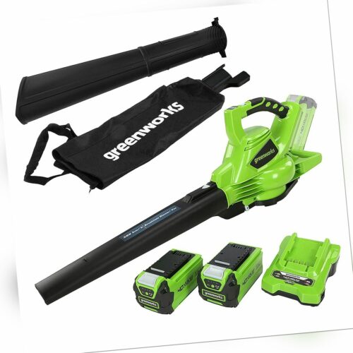 Akku Laubbläser Laubsauger 40V Greenworks mit 2x2Ah Batterie & Ladegerät