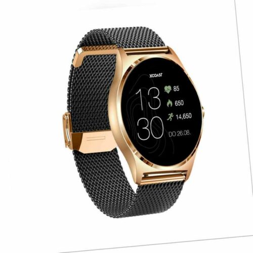 XCOAST JOLI Damen Smartwatch, brilliantes AMOLED Display, Edelstahl, iOS+Android