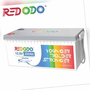 Redodo LiFePO4 Akku 12V 200Ah Lithium Batterie BMS für Energiereserve Solar