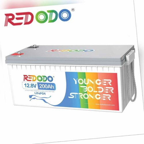 Redodo LiFePO4 Akku 12V 200Ah Lithium Batterie BMS für Energiereserve Solar