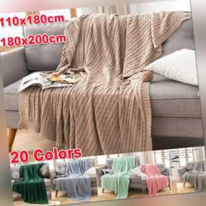 Einfarbig Strick Bettdecke Werfen Decke Tagesdecke Sofa Throw
