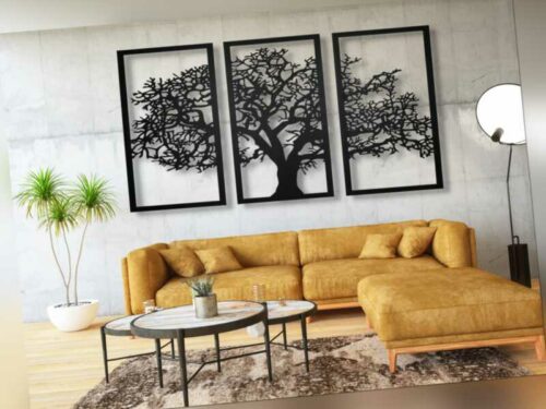 Lebensbaum Baum des Lebens Holz Deko Wanddeko Wallart Dekoration Lebensblume