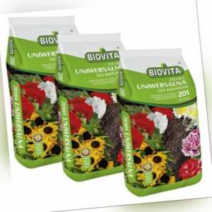 Blumenerde Universalerde Erde Pflanzerde Blumen 3 Säcke Universal-Blumenerde 60L