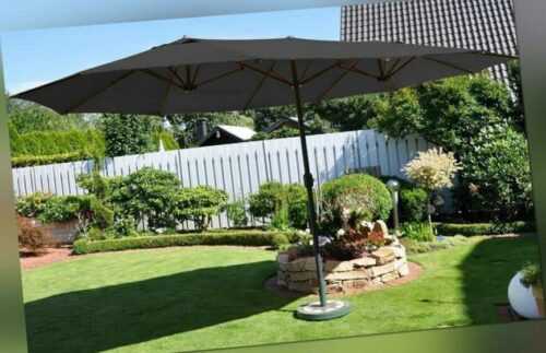 Doppelsonnenschirm 4,6 x 2,7 m Oval Anthrazit Gartenschirm Kurbel Sonnenschirm