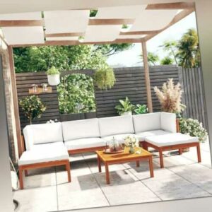 Garten Lounge Set mit Kissen Massivholz Akazie Sitzgruppe Essgruppe Outdoor