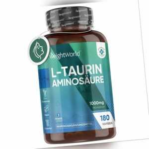 L-Taurin Kapseln - 180Stk - 1000mg Aminosäure - Vegan - Sport- & Fitnessleistung