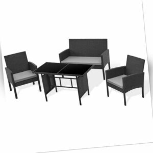 SVITA BROOKLYN XL Rattan Essgruppe Garten Möbel Set Tisch Sessel Sofa Schwarz
