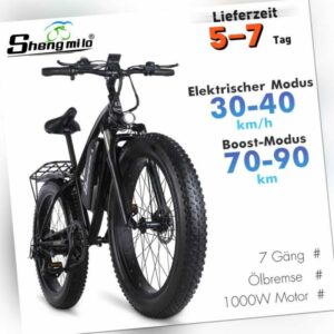 E Mountainbike 26 Zoll eBike 48V 1000W Elektrofahrrad 7-Gang Pedelec Moped mtb