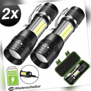 1- 2x Taschenlampe LED Aufladbar USB Super Hell Taktisches Fackel Lumen Akku NEU