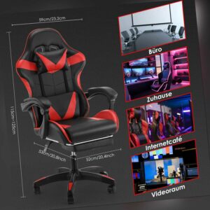 Gaming Stuhl Gamer Stuhl Racing Stuhl mit Fußstütze Ergonomischer Zocker Stuhl