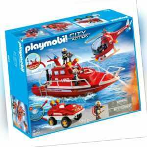 Playmobil City Feuerwehr-Boot Hubschrauber Fahrzeug Pumpe Unterwasser-Motor 9503