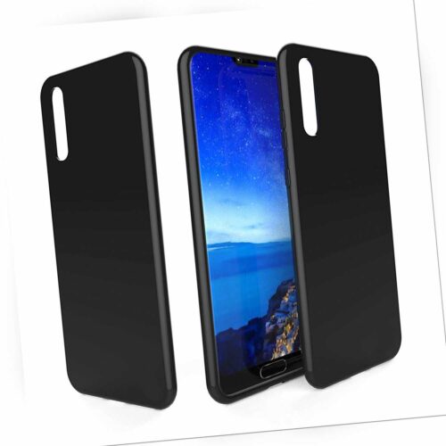 V-DESIGN Huawei P20 Silikon Hülle Cover Bumper Schutzhülle Schwarz Matt