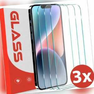 3x Panzerfolie für iPhone 15 14 13 12 11 X XS 8 7 6 Pro Max Schutzfolie 9H Glas