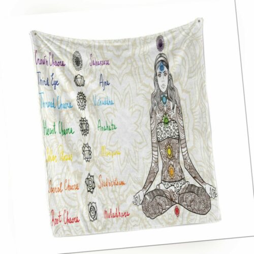 Chakra Weich Flanell Fleece Decke Sketch Yoga Gestellt Mädchen