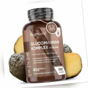 Konjak Glucomannan Komplex - 180 Kapseln - 3000mg - Vitamin D3 - 1 Monatsvorrat