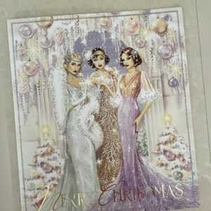 Christmas Card Art Deco. Roaring 20’s  Large Purple