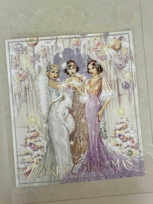 Christmas Card Art Deco. Roaring 20’s  Large Purple