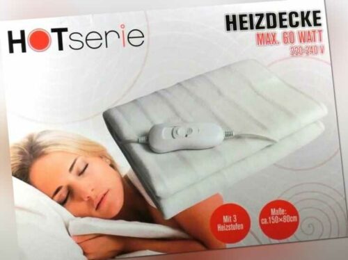 Elektrische Heizdecke Wärmedecke 150 x 80 cm Wärmeunterbett 60 Watt NEU