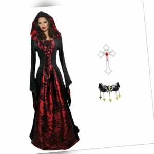 Klassisches rotes Vampirin-Kostüm für Damen, Halloween-Kostüm, Damen-Vampirkl