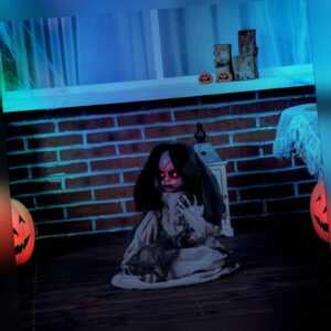 Outsunny 83cm Halloween Geisterpuppe mit Spezialeffekten und Soundfunktion