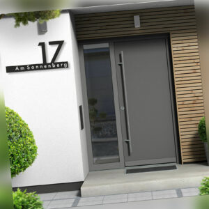 3D Hausnummer CITY Hausnummernschild Acryl Edelstahl Design schwarz anthrazit