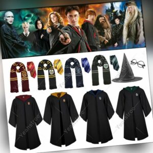 Harry Potter Kostüm Robe Mantel Umhang Krawatte Gryffindor Slytherin Ravenclaw